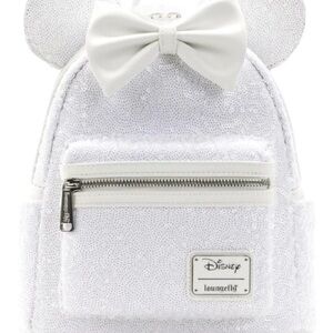 Loungefly white sequin mini backpack